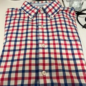 Bonobos Men's Slim Fit Red White Blue Gingham Checkered Button-Up Shirt